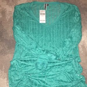 Buckle Long Sleeve burn out V Neck